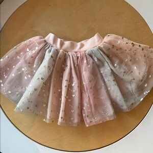Hux Baby Pink rainbow Tulle Skirt with Gold Hearts and unicorns